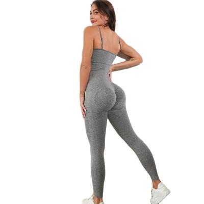 China Breathable Customize Sexy Bodycon Workout Outfit Sets Fitness Wear One Piece Jumpsuit Yoga Romper One Piece Bodysuit For Women Bodysuit for sale