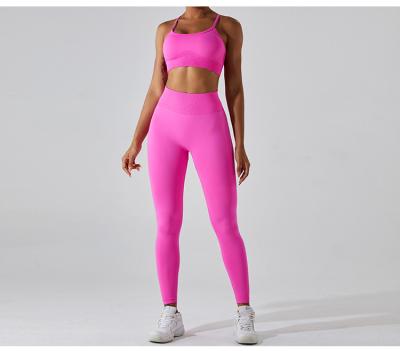 China Breathable Wholesale Fitness Yoga Wear 2 Pcs Seamless Workout Women Gym Sets Customized Logo Printing Support Free Sample Yoga Set for sale