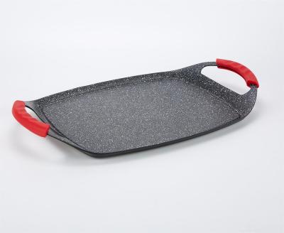 China General use for gas and induction cooker ALUMINUM FLAT PAN (HANDLE WITH SILICON) for sale