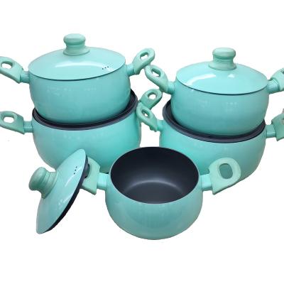 China Best Viable Selling Multifunctional Stock Pots Belly Pot Set Non-Stick Bakelite Handle With Silicon for sale