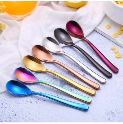 China Long Lasting Stainless Steel Handle Spoon Coffee Tea Ice Cream Stirring Metal Spoon for sale