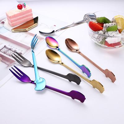 China Viable Creative Elephant 304 Stainless Steel Spoon and Fork for Coffee Tea Salad Dessert Ice Cream Fruit Cake Flatware Flatware Sets for sale