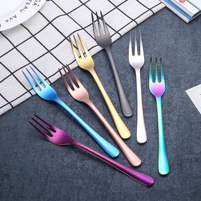 China Sustainable Exquisite Reusable Fruit Fork Stainless Steel , Durable Metal Fork Cutlery Fork for sale