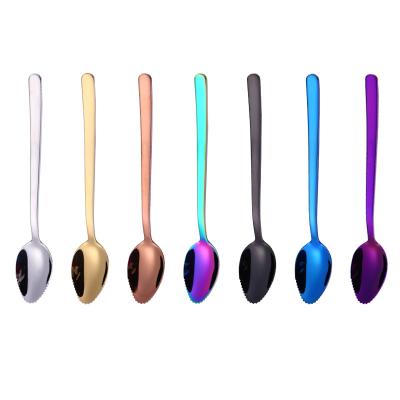 China Durable Practical Serrated Edge Stainless Steel Spoon Fruit Spoon Cutlery Spoon for sale