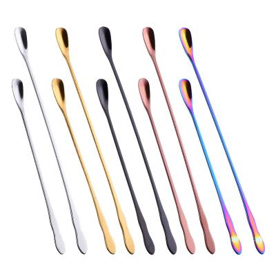 China Sustainable Hot Sale Titanium Plated Stainless Steel Coffee Ice Cream Spoon Long Tea Spoon Ice Cream Stirring Spoon Flatware for sale