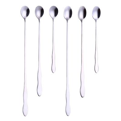 China Durable Exquisite Long Handle Stainless Steel Spoon For Coffee Tea Ice Cream Dessert Preparation Stirring Spoon Set Silverware for sale