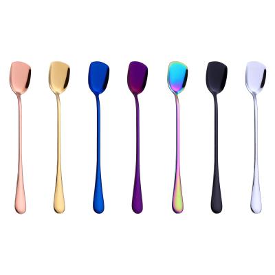 China Creative Viable Stainless Steel Spoon For Tea Coffee Dessert Ice Cream Mixing Stirring Pointed Spatula Spoon for sale