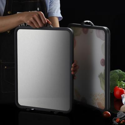 China Sustainable Amazon Hot Sale Double Side Stainless Steel PP Cutting Board With Rack for sale