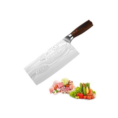 China Viable Chinese 8 Inch Vegetable Knife Stainless Steel Sharp Knife Wooden Handle Chopping Knife Damascus Pattern Kitchen Chef New Year for sale