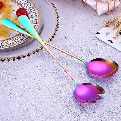 China Durable Stainless Steel Long Handled Spoon Fork Lightweight Spoon For Outdoor Camping Flatware for sale