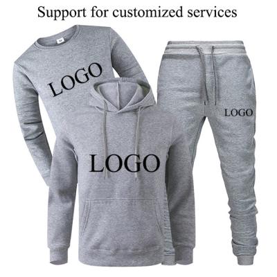 China Polyester/Cotton Autumn/Winter Mens Sports Suit Men's Custom Long Sleeve Three Piece Hoodie Suit for sale