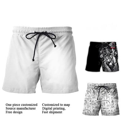 China 100% Polyester Digital Printing Swimwear Shorts Drawstring Elastic Waist Beach Shorts With Pocket For Men for sale