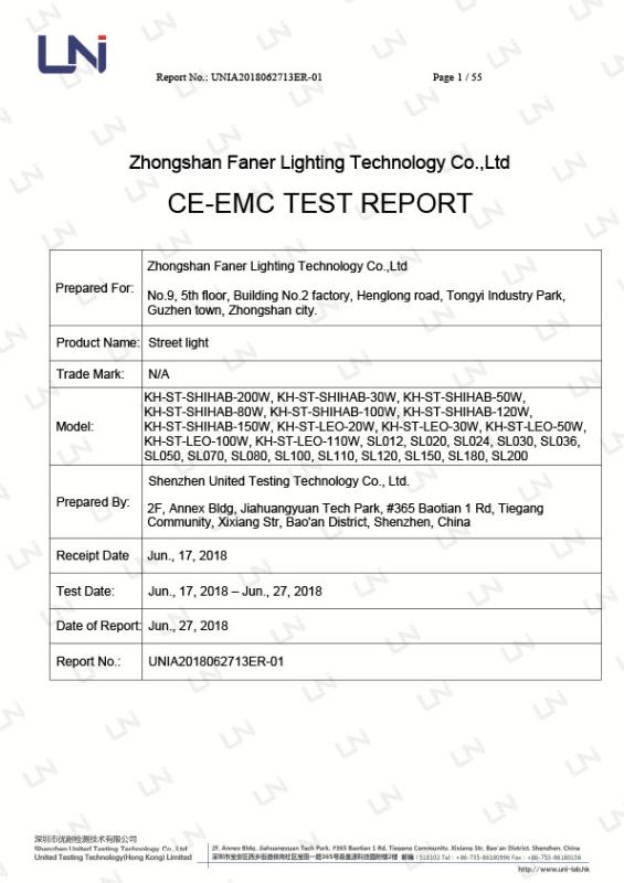 CE - Zhongshan Faner Lighting Technology Co., Ltd.