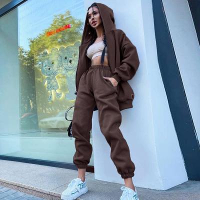 China Breathable Ladies Plus Size Full Zipper Sweatshirt Hoodies Jogger Sweatpants High Quality Women Two Piece Sets Casual Sweatsuits Outfits for sale