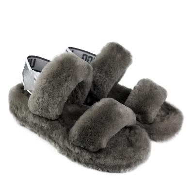 China 2022 new style lightweight women's 100% fur slipper with elastic slipper uglys fur slipper oh yeah for sale