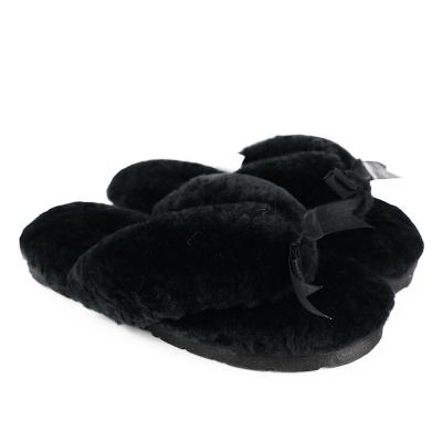 China Flip Flops Fashion Trend Bedroom Slipper 100%Fur Fluffy Open Toe House Shoes Furry Flat Spa Women Slippers for sale