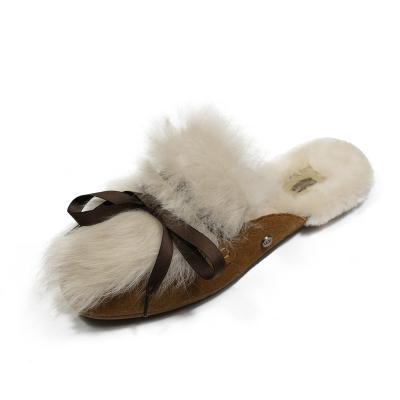 China 2022 Best Selling Fashion Winter Sheepskin Fur Plush Slippers Warm Wool Women's Winter Outdoor Slippers Damping for sale