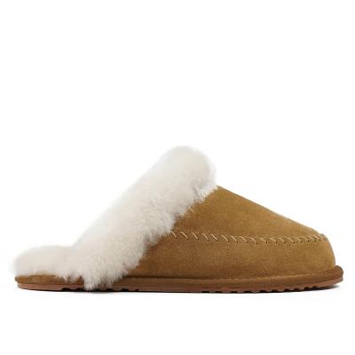 China New Arrival Women's Fashion Fox Sheepskin Winter Snow Non-slip Flat Slipper Cushioning Outdoor Ankle Fur Ball Slipper for sale