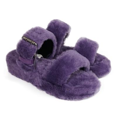 China New Style 2022 Trend Fashion Sale Toe Two Band Fabric Slippers Cute Plush Open Furry Colorful HOT Women Leisure Outdoor Slippers For Women for sale