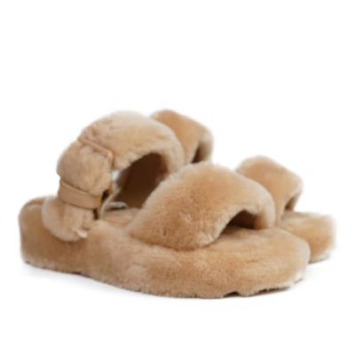 China 2022 Newest Light Weight Luxury Wool Fluffy Slippers Slippers For Women With Elastic Band Sandals Slippers for sale