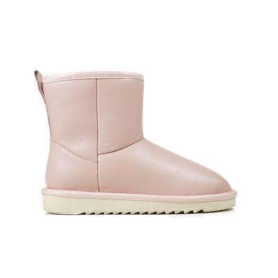 China Fashion trend classic single tube high outdoor leather shiny waterproof pink snow boots for women boots for sale