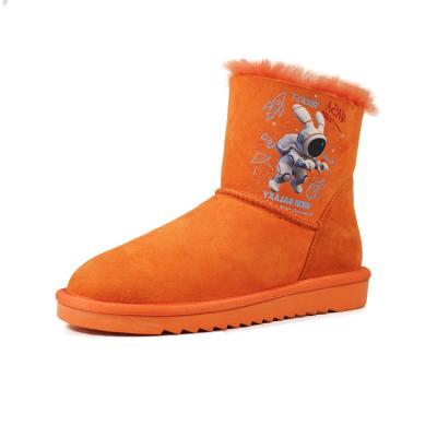 China New design trend 2022 fashion high top cartoon fashion orange snow boots custom winter orange boots for women for sale