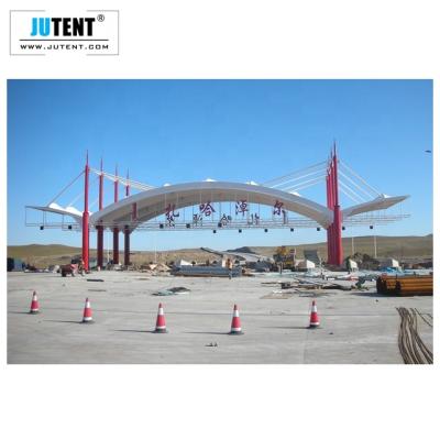 China Waterproof UV-Resistance Entrance Membrane Canopy PVDF Fabric Structure Custom Tension Shed for sale