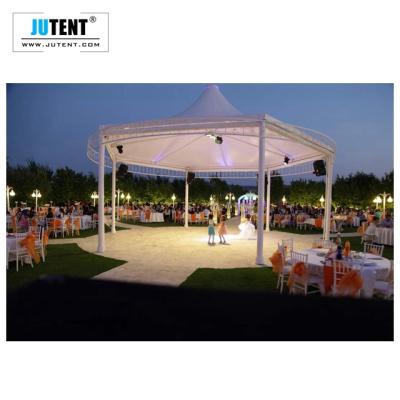 China Waterproof Fireproof Luxury Steel Tent Wedding Tent UV-resistance PVC Fabric Tensile Structure for sale