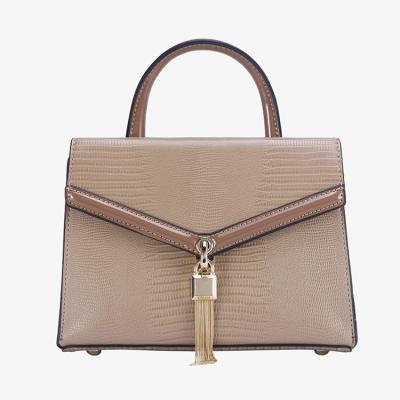 China Elegant Style Lizard Pattern Handbag Ladies Metal Lock Shoulder Bag Women Tassel Handbag for sale