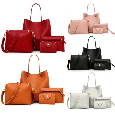 China Lady Factory Direct New Fashion 4pcs Sets Bags Lady Classy Hand Bag Women Leather Solid Handbags Designer Totes for sale