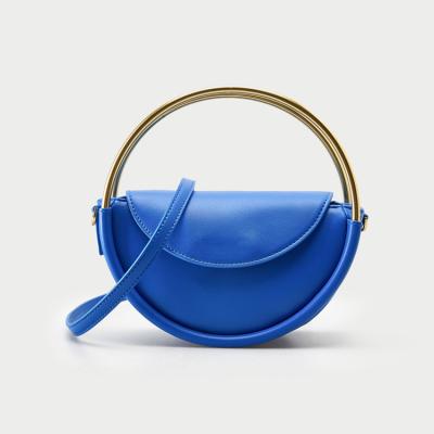 China Fashion Lady Handbags Mini PU Cross - Body Bag Women New Trend Shoulder Handbag Metal Handle Blue Handbags for sale