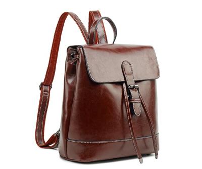 China Custom Made Lady Hot Sale High Quality Leather Laptop Backpack Women Travel Leisure Leather Backpack for sale