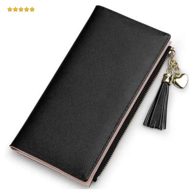 China Waterproof Custom Designer Ultra-thin Custom Luxury Women Card Holder Cartera Zipper Business Black Logo Leather Wallets for sale