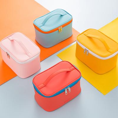 China Durable Korean PU Handbag Ins Roll Up Portable Travel Skin Care Products Wash Bag Cosmetic Storage Bag Can Be Customized for sale