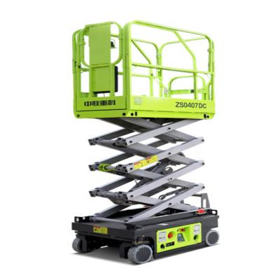 China Cheap hotels ZS0407DC6.5m high altitude operating table aerial work platform scissor lift platform. Self-propelled scissor lift truck for sale