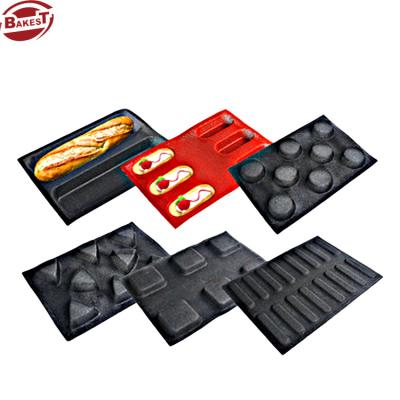 China Hot Viable Turned Food Grade Non-Stick Silicone Fiberglass Mold Cake Hot Dog Burger Mold for sale