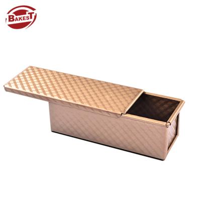 China Non Stick Viable Gold Rectangle Bakest Bread Pan Toast Bread Box Corrugated Baking Mold With Pattern for sale