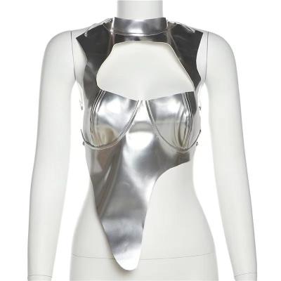 China 2022 Sexy Turtle Neck Female Clubbing High Anti-pilling Leather Top for sale