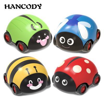 China HANCODY Outdoor New Design Cartoon Wholesale Double Return Travel Inertial Bug Pull Back RC Car Toys For Baby for sale