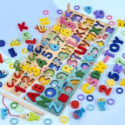 China More Fun For Kids Learn Wooden Toys Puzzle Math Magnetic Fishing Toys Educational Blocks For Kids for sale