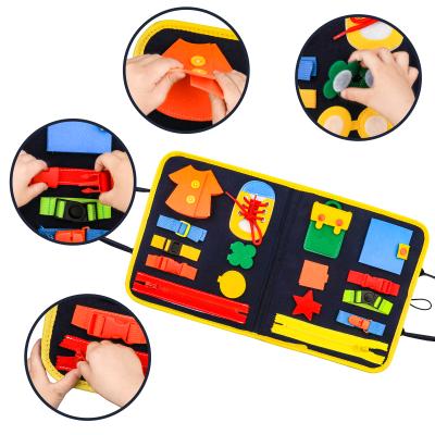 China Flexible Joints Held Montessori Preschool Toddler Kids Educational Bag Learning Busy Toys Board for sale