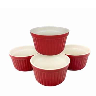 China Sustainable Good Quality Cookware Tool Red Ceramic Kitchen Ramekin for sale