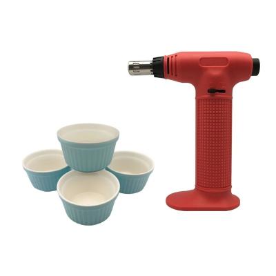 China Sustainable Cocktail Kitchen Smoke Pudding Blow Butane Cooking Torch With Cute Ramekin for sale