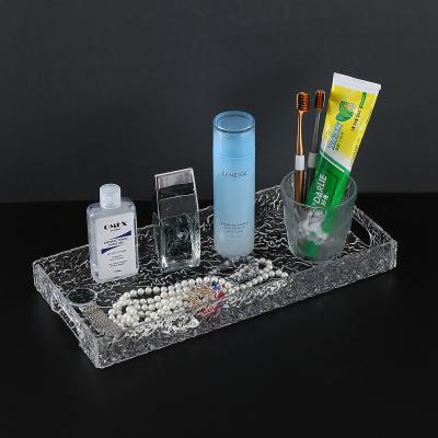 China JY Modern Clear Perfume Tray Acrylic Bathroom Bathtub Bathroom Vanity Organizer For Soap Towel Tissue Candle Factory for sale