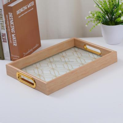 China Sustainable Rectangle Shot Glass Holder Bottom Serving Tray For Toiletries Cosmetics Vanity Dresser Magazine Bathroom Bedroom Serving Tra for sale