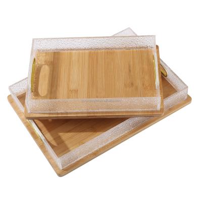 China Viable Decorative Bamboo Serving Trays Nordic Home Decor Tray Set For Cosmetics Organizer Tray Kitchen Drawer Bamboo Organizer for sale