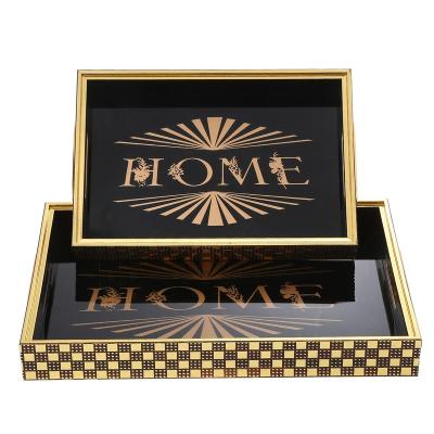 China Modern Jy Tray Markup Perfume Jewelry Tray Checkerboard Rectangle Mirror Decorative For Bathroom Bedroom Dresser Coffee Table for sale