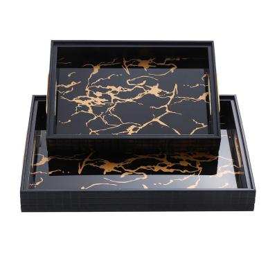 China Modern Mirror Gold Decorative Tray for Bathroom Vanity Tray Jewelry Cosmetics Magazine Breakfast Tea Storage Organizer Tray for sale