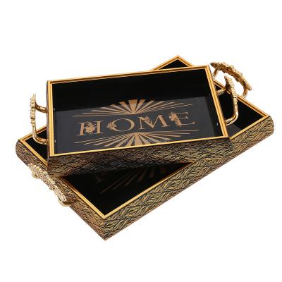 China Viable Decorative Printed Serving Trays Nordic Home Decor Tray Set For Cosmetics Vanity Dresser Magazine Bedroom Tier Tray for sale