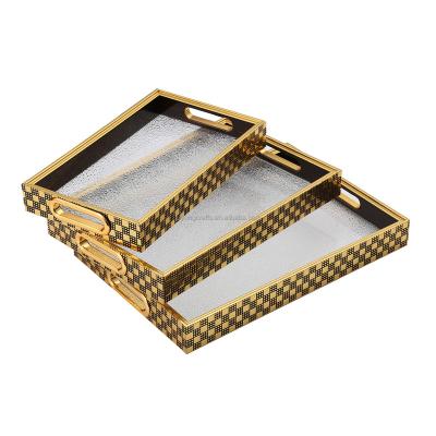 China Gold Sustainable Acrylic Panel Heavy Duty Serving Trays and Trays Food Prep For Bathroom Bedroom Dresser Coffee Table Restaurant for sale